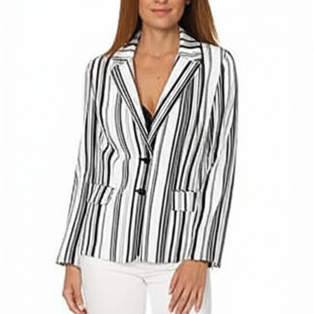 NWT Larry Levine Lined Linen Blend Blazer Jacket - Picture 2 of 13